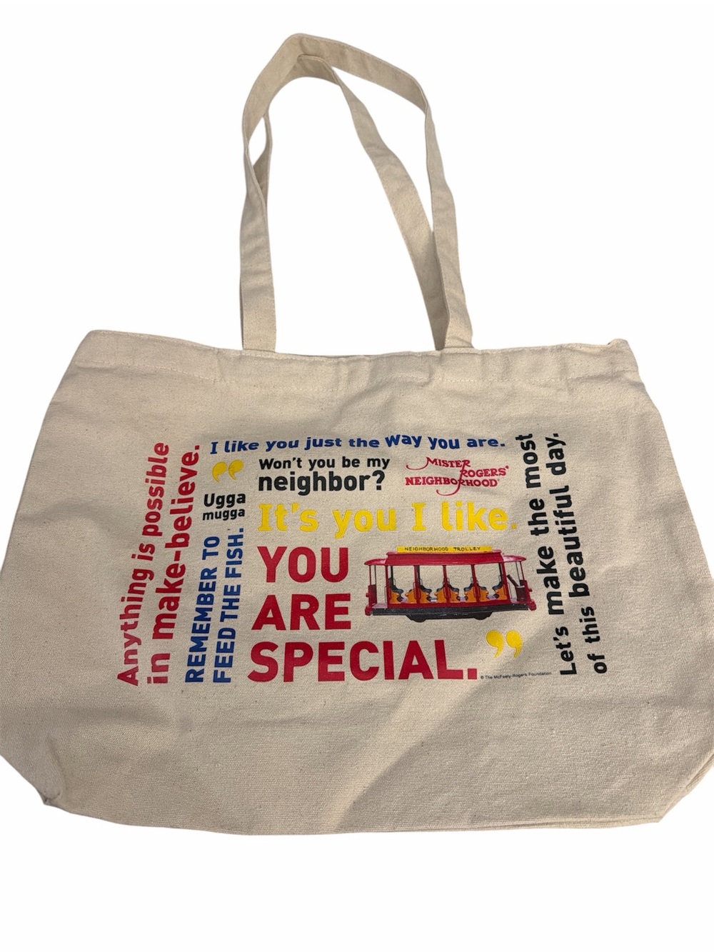 Mister Rogers’ Neighborhood Canvas Tote Bag - 'You Are Special' Print in Cream